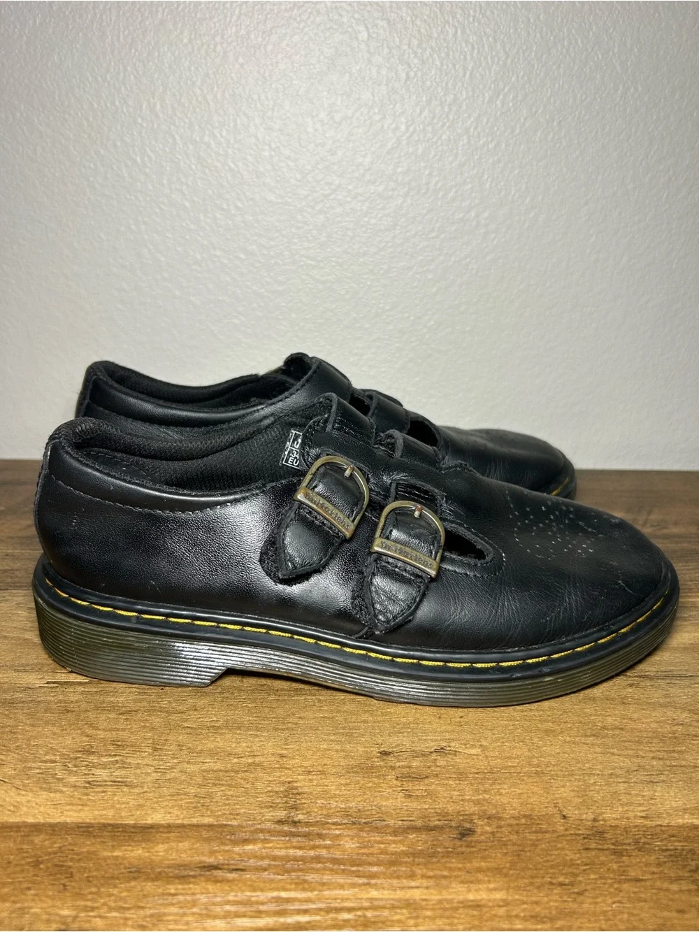 Dr. Martens Black Double-Buckle Kids Mary Jane’s